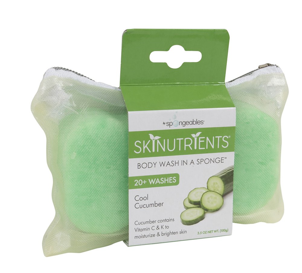 Spongeables Body Wash in a 20+ Wash Sponge, Cool Cucumber, 3 Count