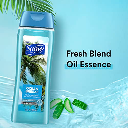 Suave Essentials Gentle Body Wash Ocean Breeze With a Fresh Oil Blend Essence Infused with Vitamin E & Algae Extract 18 oz