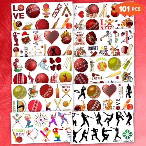 101 PCS Cricket Ball Temporary Tattoos - Party Favors