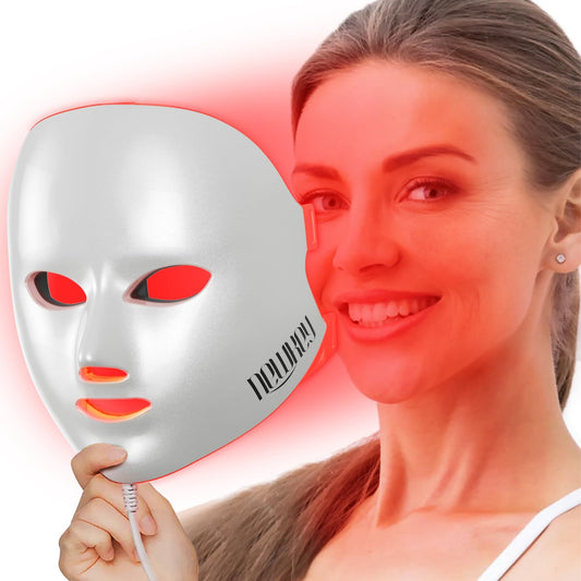 NEWKEY Red Light Therapy Mask for Face Wrinkles, 7 LED Light Therapy Facial Skin Care Mask,At-Home Photon Skin Care Beauty Mask for Anti-Ageing