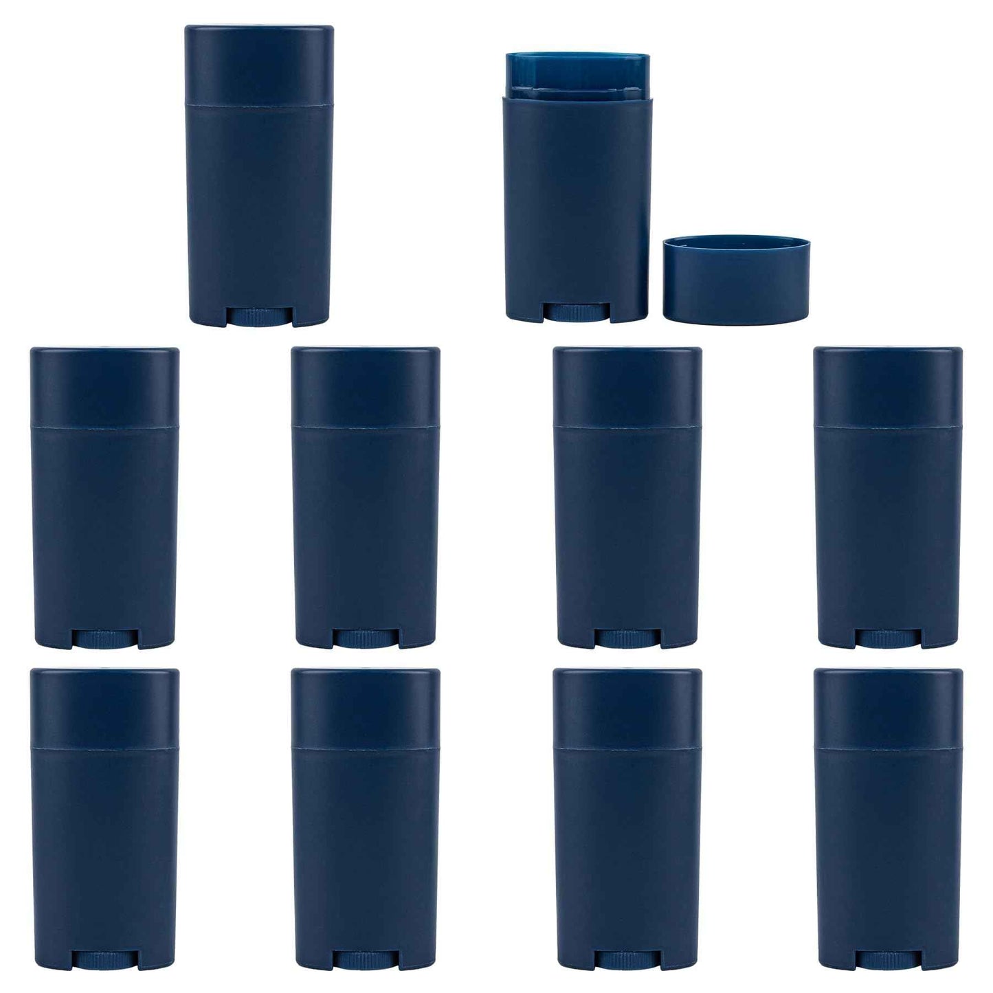 Framendino, 10 Pack 2.5oz Plastic Containers Empty Twist Up Sticks for DIY Cosmetic Blue