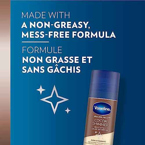 Vaseline Cocoa Shimmer Jelly Stick Highlighter & Luminizer Cocoa Butter Body Shimmer Stick, Lotion, Travel Size, for Glowing Skin, 1.4 Oz Ea (Pack of 6)