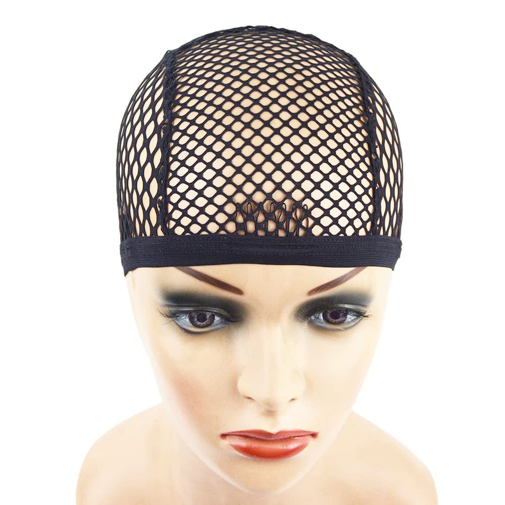 YANTAISIYU 2 Pieces Wig Caps Black Stretchable Crochet Wig Cap Mesh Wig Cap for Making Wig
