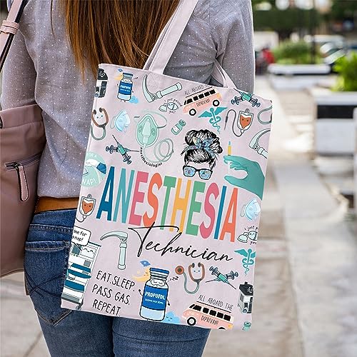 WCGXKO Anesthesia Technician Gift CRNA Anesthesia Tech Week Gift Canvas Tote Bag