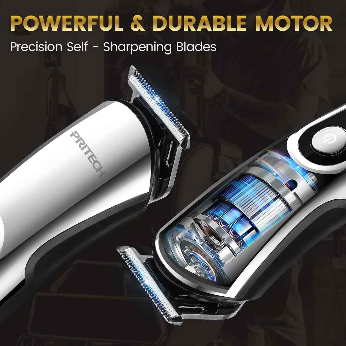 PRITECH Beard Trimmer for Men, 3 in 1 Hair Clippers for Men Kit, Nose,Ear,Micro Electric Shaver, Mens Grooming Set Cordless with LED Display IPX6 Waterproof (Silver)