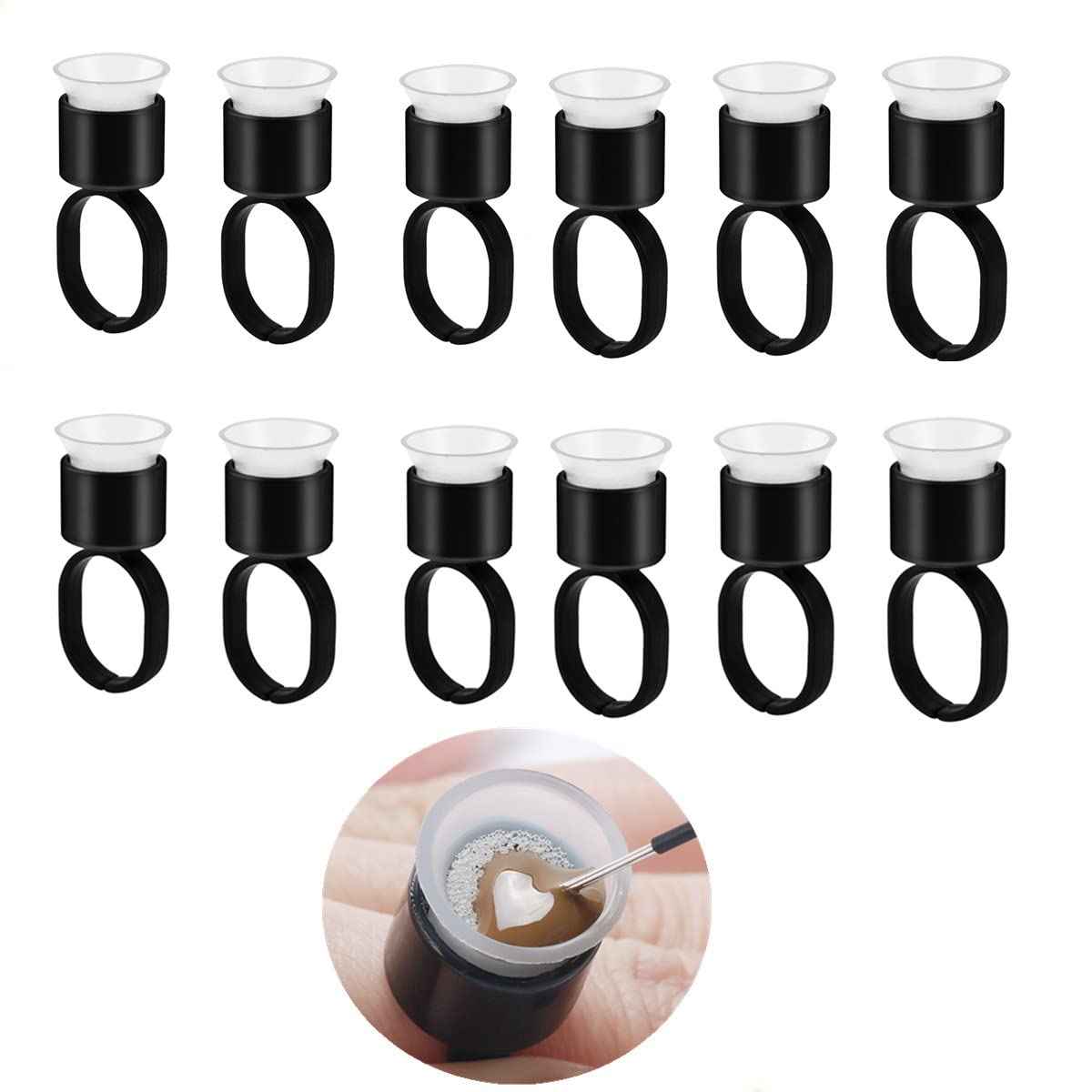 RUITASA Ink Ring Cups, 50 PCS Microblading Pigment Glue Rings, Sponge Ink Cups, Tattoo Ink Ring Cups for Microblading Supplies,Eyebrow Tools