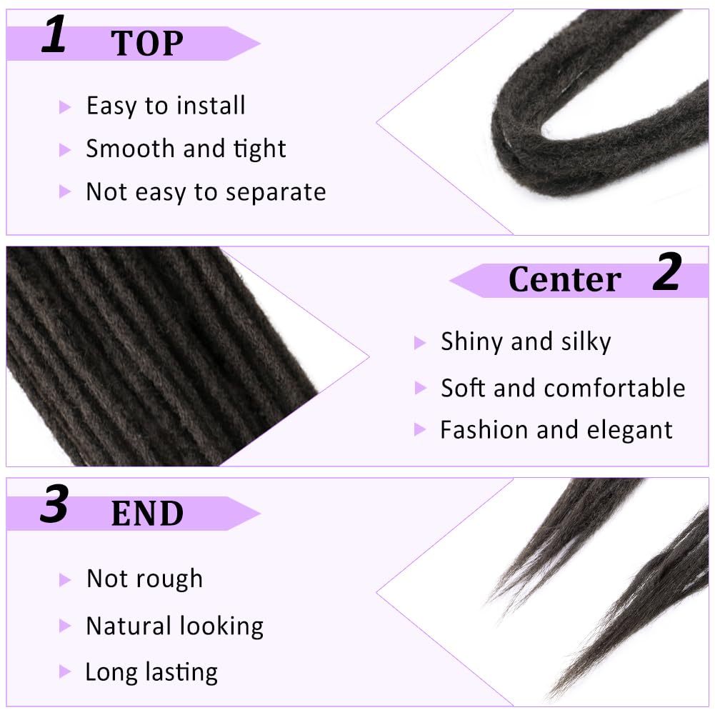 BUFENGSUN Synthetic Double Ended Dreadlock Extensions 20inches 10 Strands Thin Soft DE Dreadlocks Extensions for Women (10 Strands, #4)