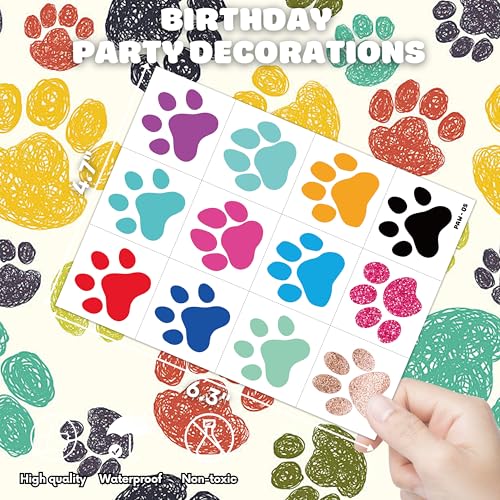 96 Pcs Paw Print Temporary Tattoos for Kids