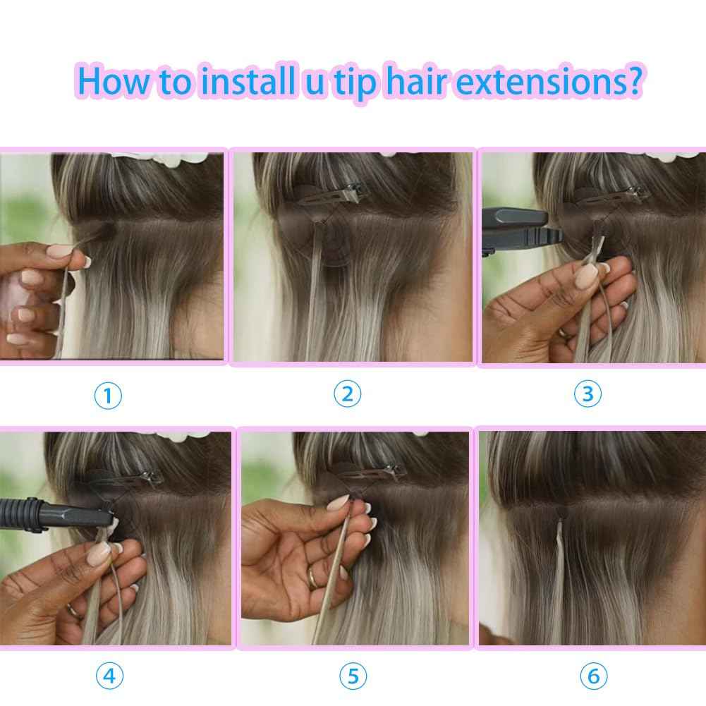 Saisifen Curlable U-tip Human Hair Extensions 33# Copper Brown Keratin Nail Tip Hair Extension 100 Strands 0.5g/strands Straight Brazilian Remy Hair 16 Inch (40cm)