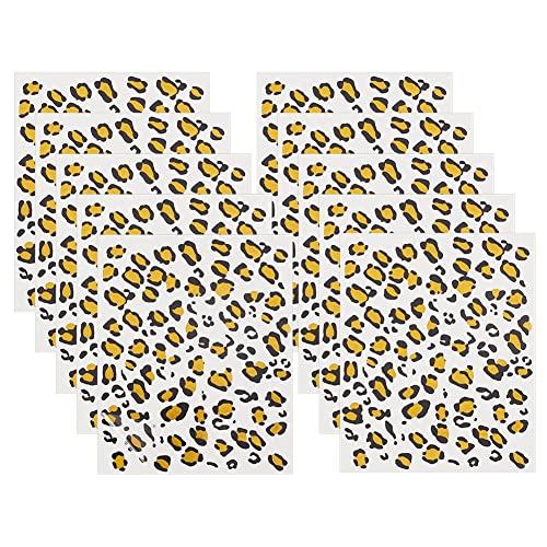 OLYCRAFT 10 Sheets Temporary Cheetah Leopard Print Tattoo Stickers 5x6 Inch Face Stickers Removable for Women Art Party Decor Halloween Costume Black & Gold