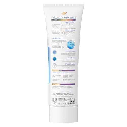 Dove Cream Serum Hyaluronic + Hydration for Extra Dry, Flaky Skin, with Pro-Ceramides, Niacinamide and Collagen Peptides Lotion, 8 oz