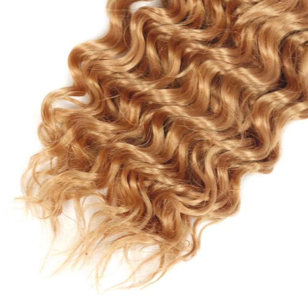 Blonde Bundles Honey Blonde Bundles Human Hair 12 14 16 inch Color 27 Deep Wave Bundle #27 Human Hair Bundle 150g