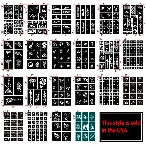 Temporary Tattoo Stencils 24 Sheets - 460+ Patterns with Pen