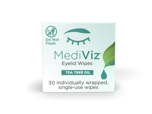 MediViz Tea Tree Eyelid Cleanser Wipes – 30 Single-Use Towelettes – Eyelash & Eyelid Wipes for Soothing Dry Eye Irritation, Demodex Removal & More