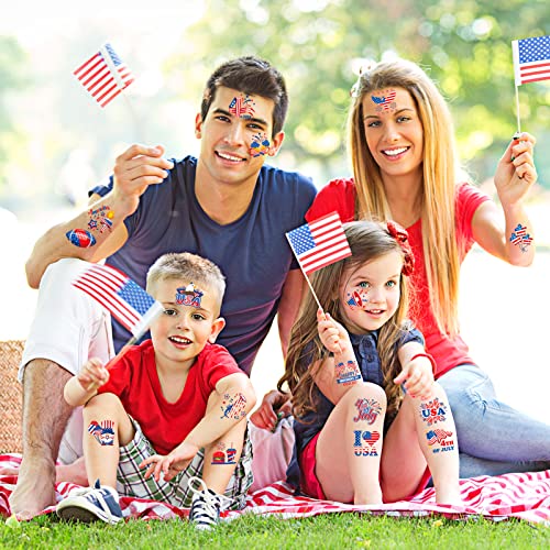 HOWAF 4th of July Temporary Tattoos, 96-Piece Patriotic Tattoo Stickers