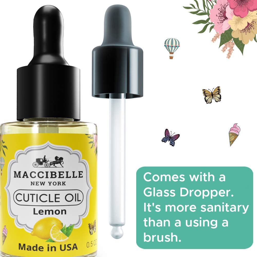 Maccibelle Cuticle Oil 0.5 oz - Heals Dry Cracked Cuticles (Lemon, 0.5 Fl Oz)