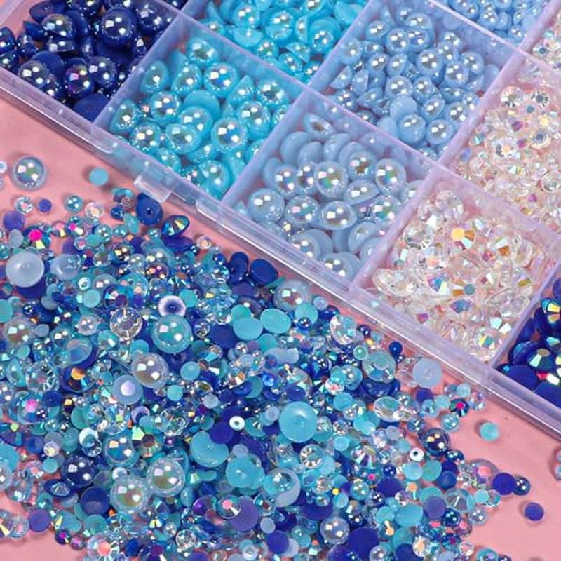 22000 Blue Flatback Rhinestones & Pearls Bedazzling Kit