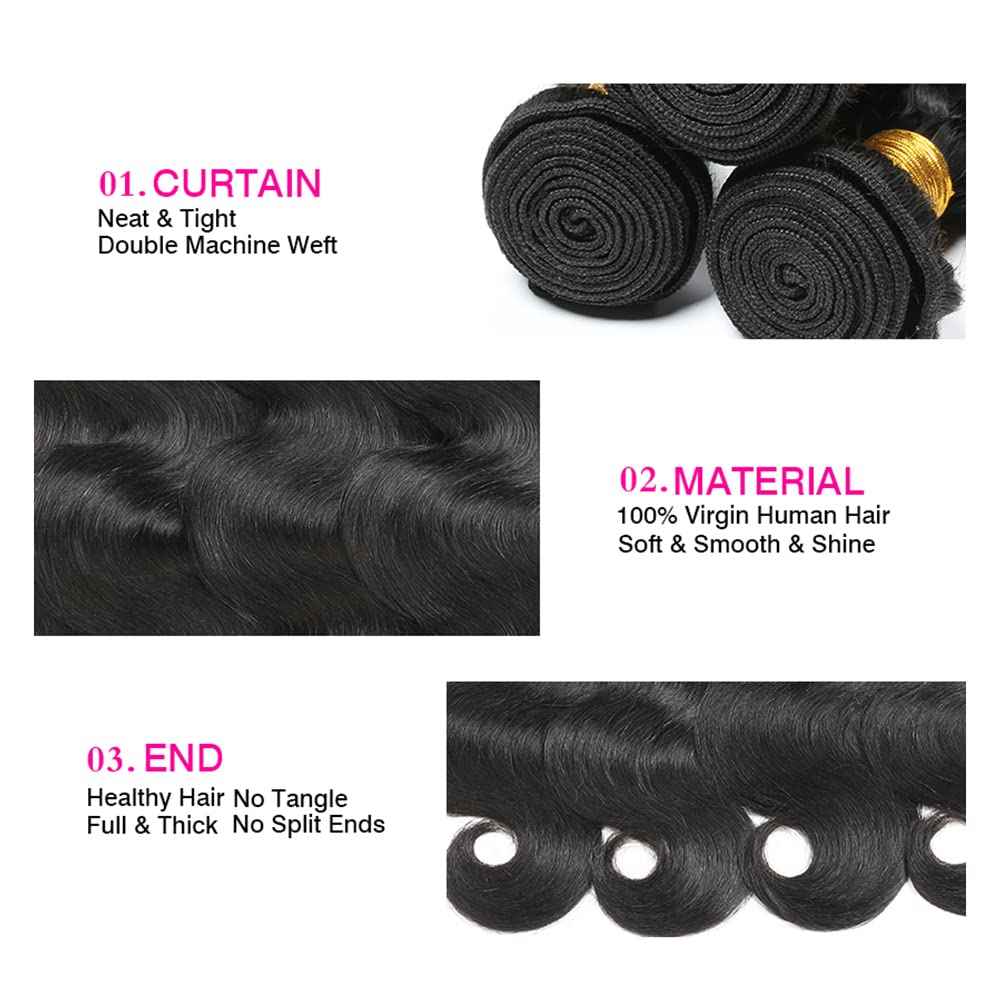30 inch Body Wave Bundles Human Hair #1B Body Wave Bundle Unprocessed Human Hair 1 Bundle Natural Black Color 300g