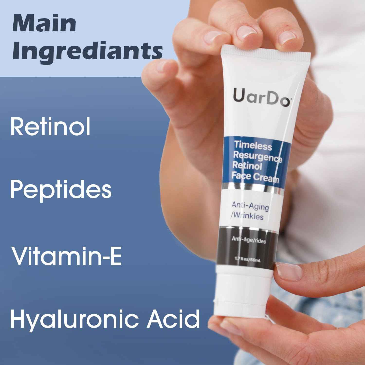 Uardo Timeless Resurgence Retinol Face Serum 1.7 Fl Oz/ 50ml - usn114 | For All Skin Types | Helps with Fine Lines, Wrinkles, & Uneven Skin | For Women and Men