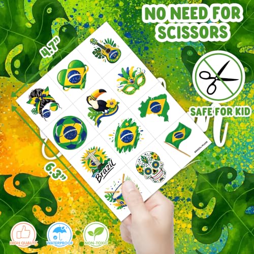 Brazil Temporary Tattoos 120 PCS Party Favors Kids