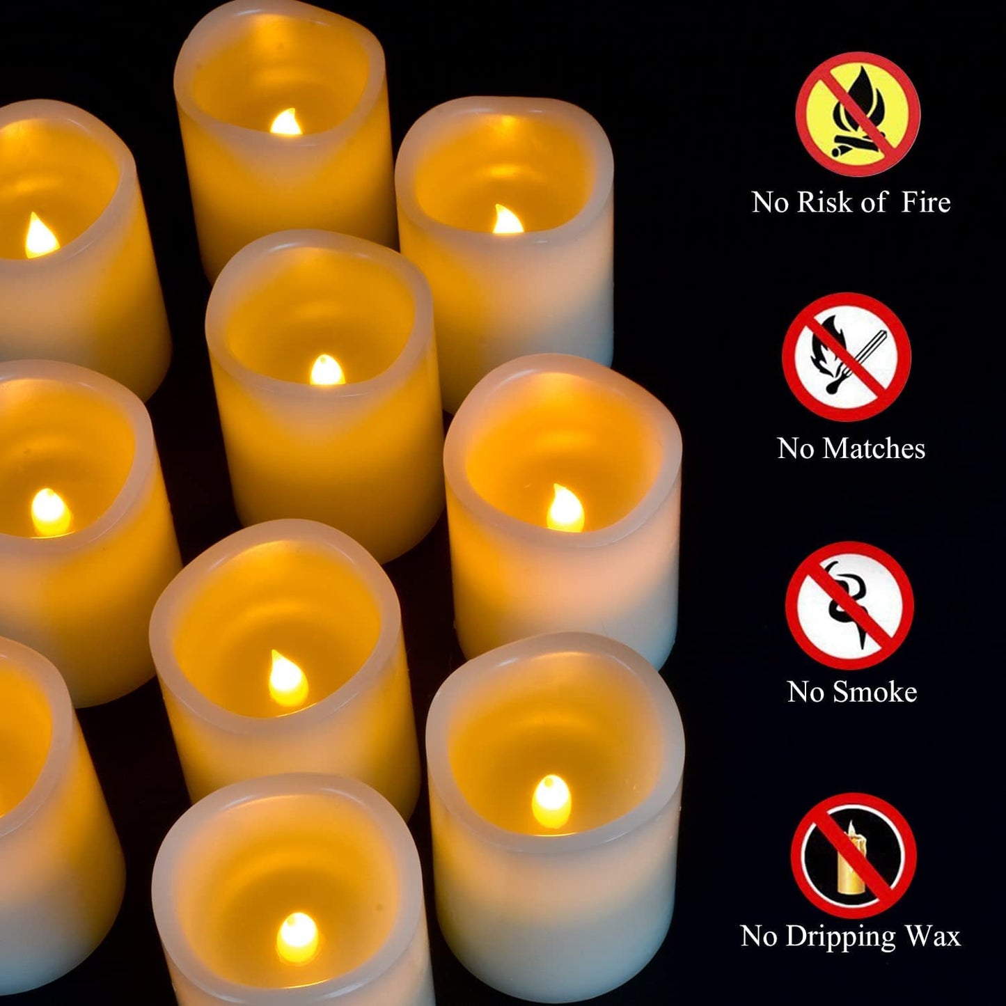 antizer Flameless Candles Battery Operated Candles Set of 12 Ivory Real Wax Pillars Flickering Candles Ivory LED Flameless Candles with Remote and Timer Control (D: 3" x H: 4")