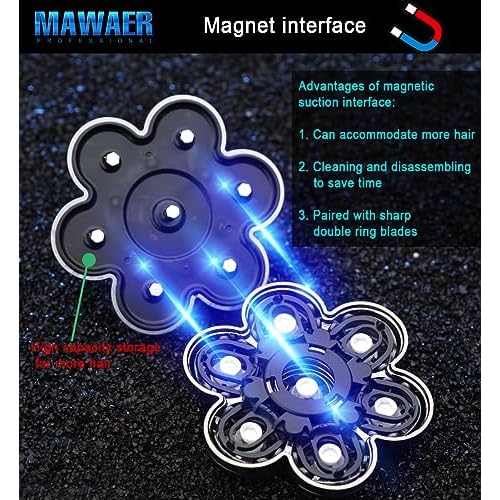 Universal Magnetic 7 Blades Head Shaver Replacement Heads Compatible with Freedom Eagle Shaver, Compatible with mainstream shaver brands£¬ Universal replacement heads (7 Silver)