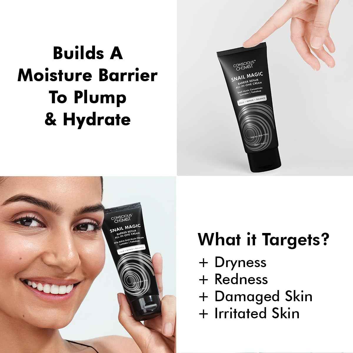 Conscious Chemist® Snail Magic Skin Barrier Repair All In One Cream | Daily Repair Gel Cream with Korean Snail Mucin Extract | 50g / 1.7fl.oz