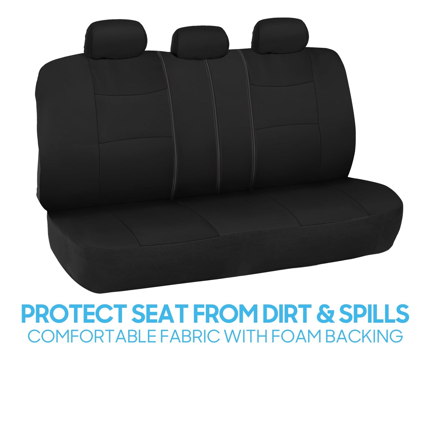 BDK PolyPro Seat Covers Full Set in Solid Black – Front and Rear Split Bench Covers, Easy to Install for Auto Trucks Van SUV Car