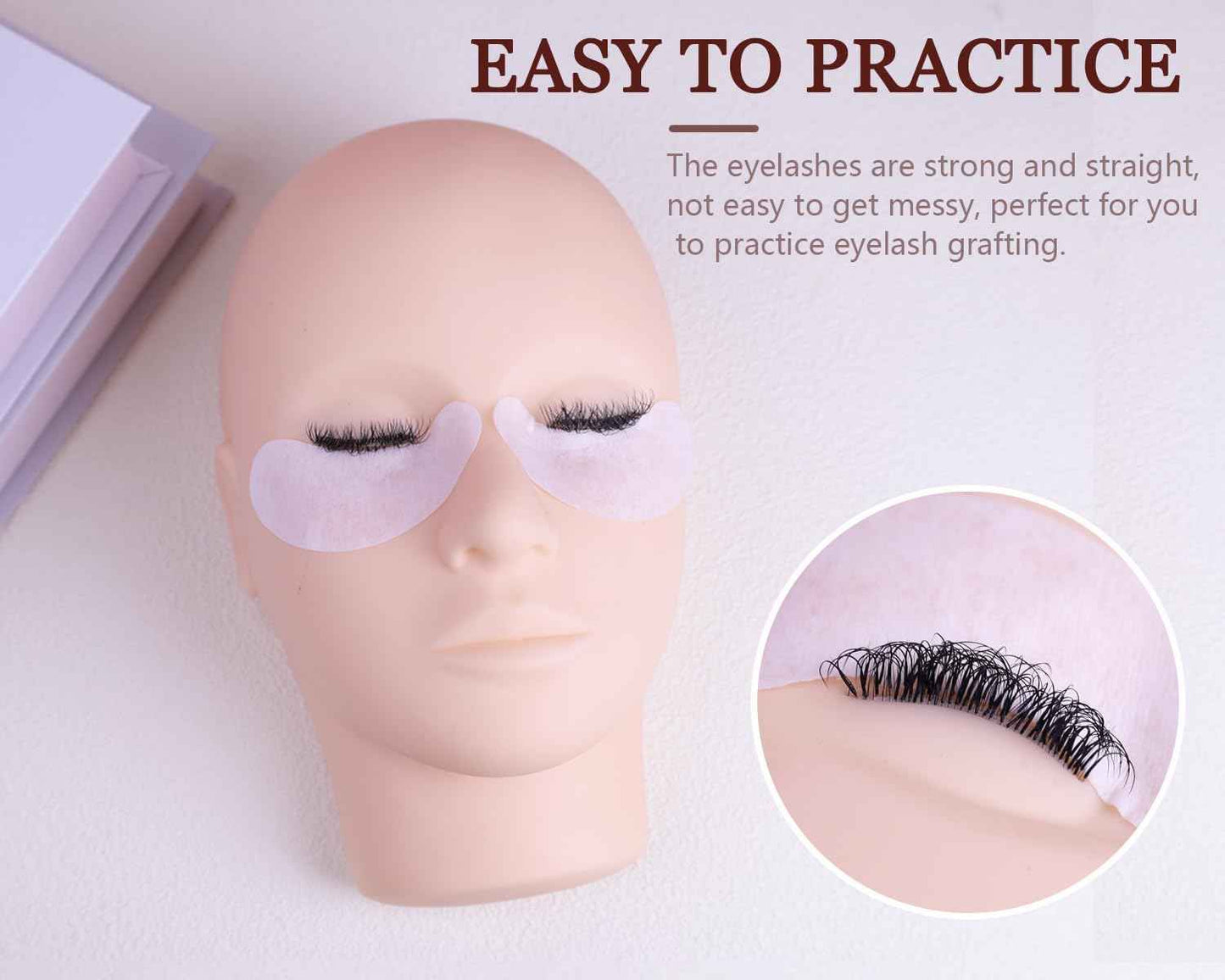 Lash Mannequin Head with 3 Lash Layers, Ruicen Practice Training Head for Make Up and Lash Extension, Cosmetology Doll Face Head with Practice Lash Mapping Chart, Easy to Clean by Olive Oil
