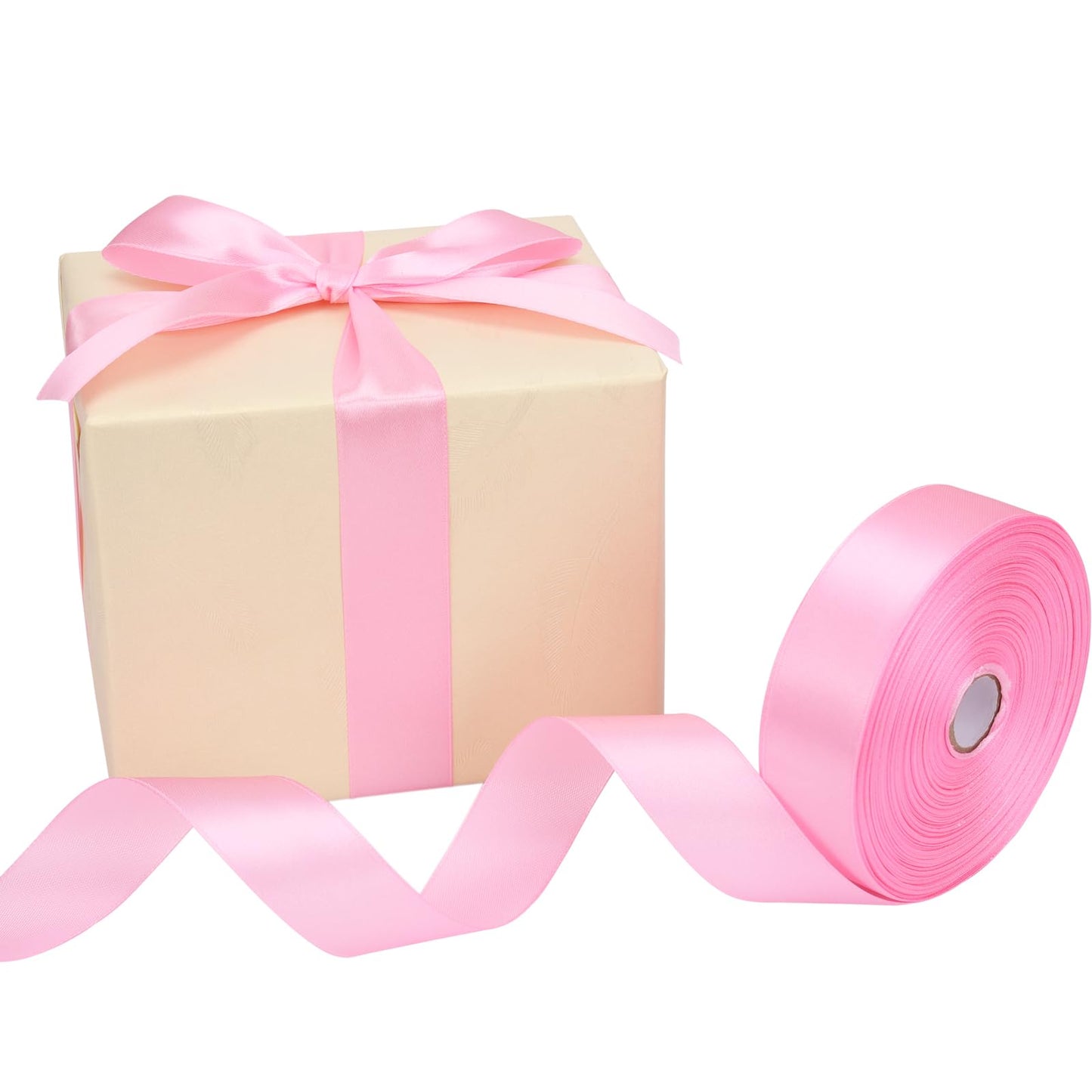 Nsilu 1 inch, Pink Ribbon for Gift Wrapping 50 Yards Perfect Wedding Party Wreath Sewing DIY Hair Accessories Decoration Floral Hair Balloons Other Projects