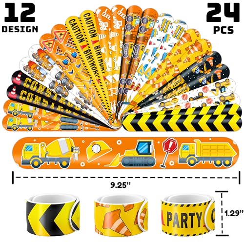 72PCS Construction Party Favors Set - Tattoos & Slap Bracelets