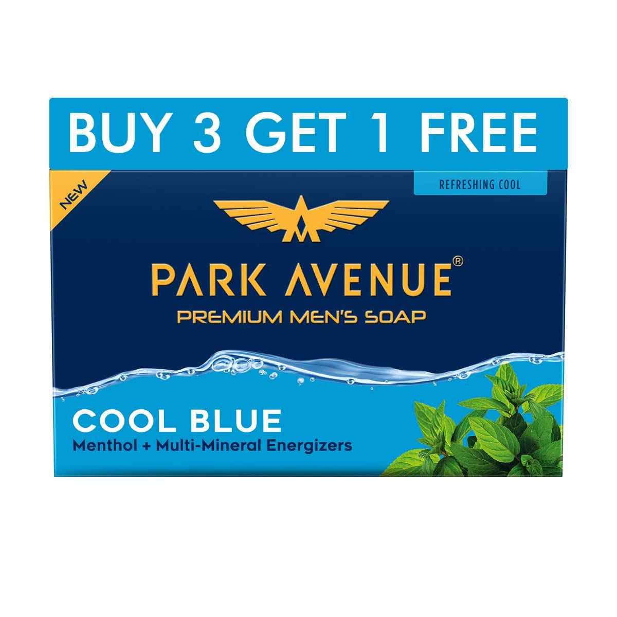 Park Avenue Soap Cool Blue, Fragrant Soap, 125 grams, 4.4 oz - pack of 4 (total 4 soaps)