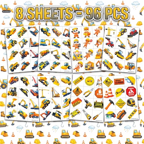 96 Construction Temporary Tattoos for Kids | Trucks & Vehicles