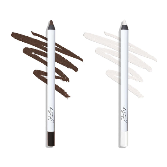 Julep When Pencil Met Gel Sharpenable Multi-Use Longwear Eyeliner Pencil - Rich Brown & White Matte - Transfer-Proof - High Performance Liner Duo