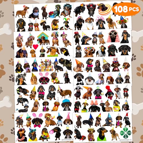 108 PCS Dachshund Temporary Tattoos Party Decorations
