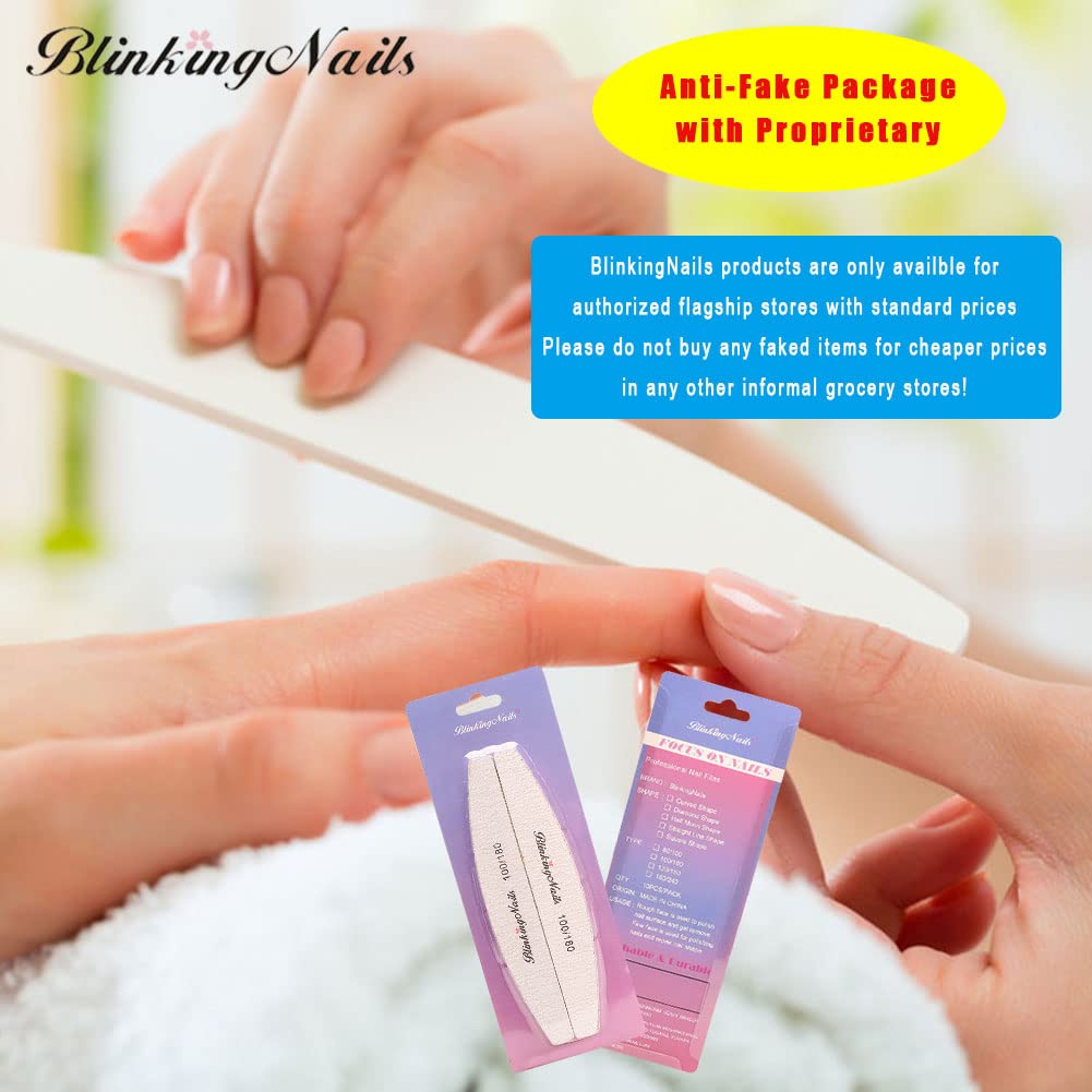 Nail Files and Buffers Professional Nail File 100/180 Grit Sanding File Set Double Side Washable Block Filen Nails Disposable Nail Files Bulk of Nail Art Tools(10pcs/lot)