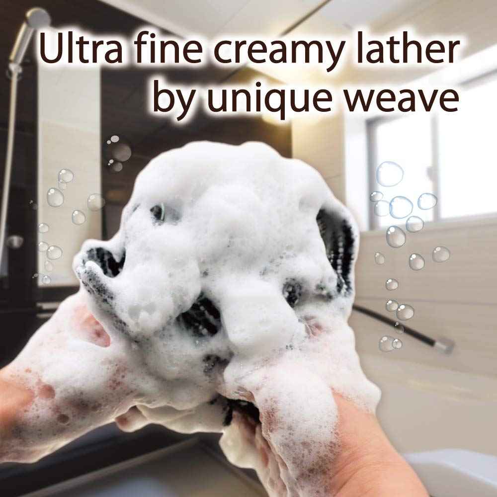 Exfoliating Washcloth [Made in Japan] Extra Long Exfoliating Towel Special Texture Makes Fluffy Foam Lather, Back Scrubber, Dead Skin Cell Remover, Loofah (3pcs Sets(Soft/midium/Super Hard))