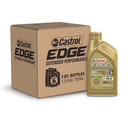 Castrol Edge Extended Performance 5W-20 Advanced Full Synthetic Motor Oil, 1 Quart, Pack of 6