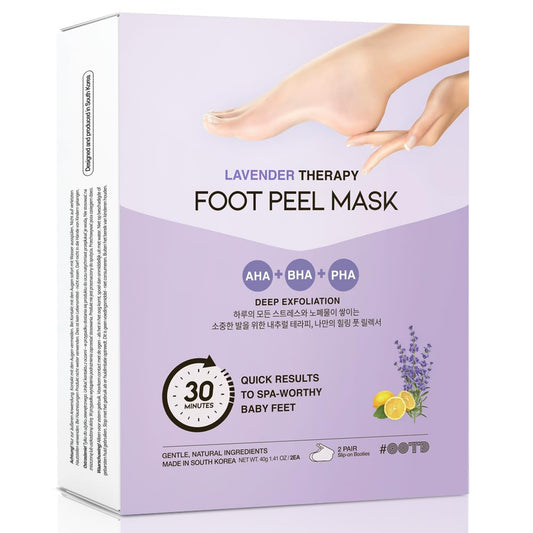 #OOTD Lavender Therapy Vegan AHA, BHA Foot Peel Mask for Dead Skin and Calluses, 2 Pack - Exfoliating Foot Mask, Moisturizing Foot Mask, Aromatherapy Bliss