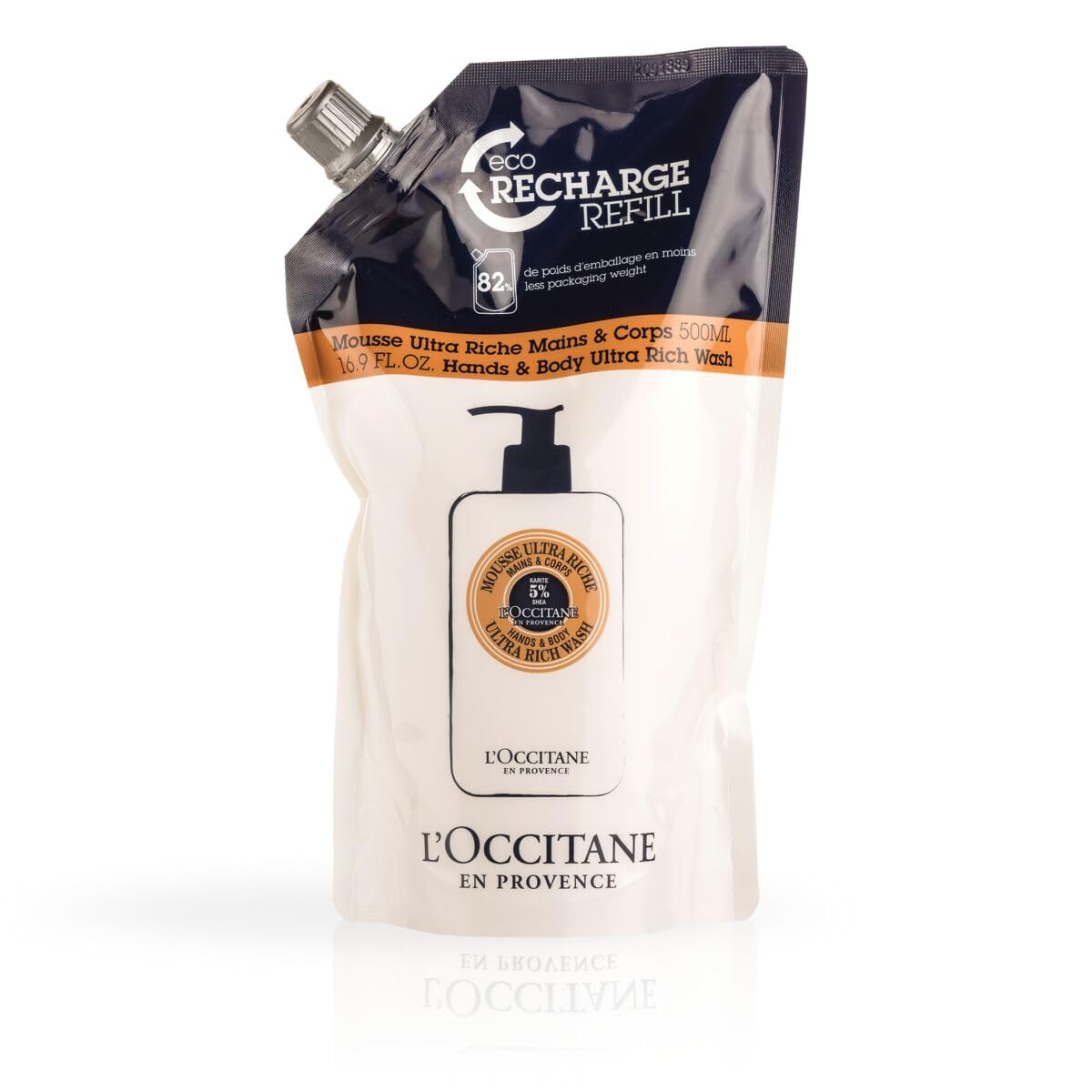 L'Occitane Shea Hands & Body Ultra Rich Wash: Cleanse, Soften, Gentle Foaming Cream, Classic Shea Scent, Prevent Dryness, With 5% Shea Butter, 16.9 Fl. Oz Refill