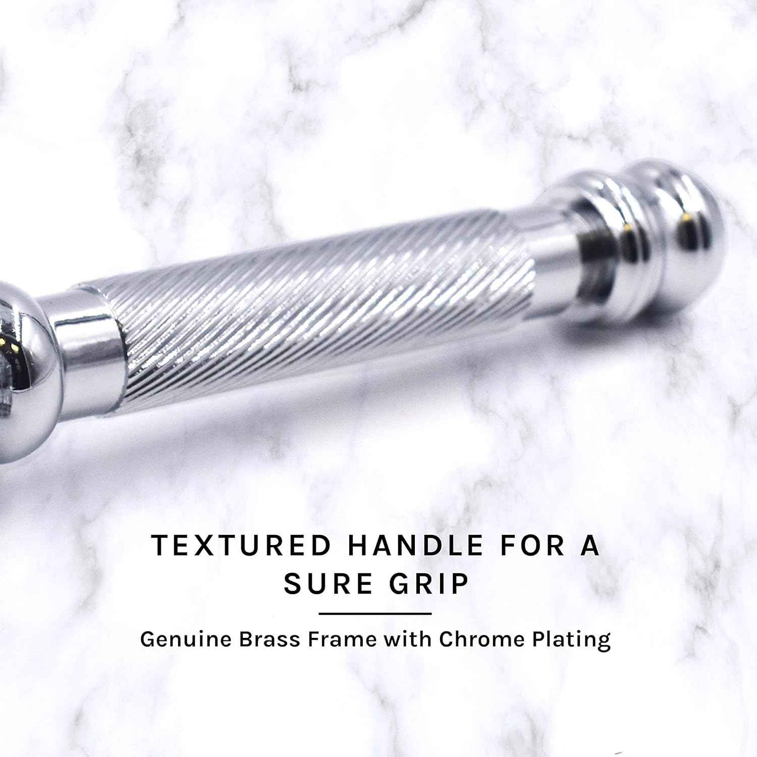 Parker 99R Chrome Long Handle Heavyweight Butterfly Open Double Edge Safety Razor for Men | 5 Parker Premium Platinum Double Edge Razor Blades Included | Iconic Brand