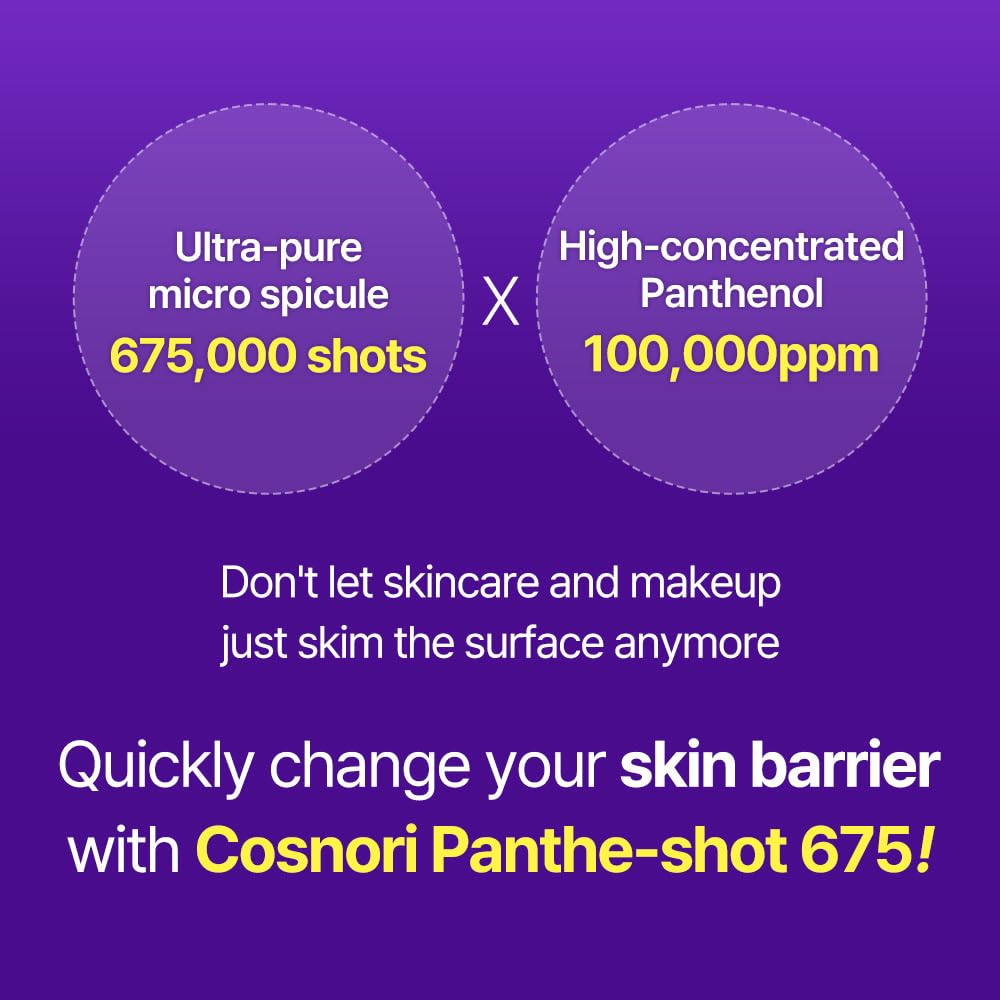 COSNORI Panthe-Shot 675 - Korean Panthenol ampoule with 675,000 high purity spicules - Powerful skin care solution - Intensive facial first essence (50ml / 1.69 fl. oz.)