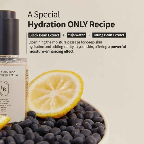 HEVEBLUE Black Yuja Bean Skin Booster Serum - Moisturizing, Sensitive Skin, Korean Skincare, Hypoallergenic, Deep Hydration, Vegan, Oil-free, Makeup Adherence, Inner Dryness, K-Beauty