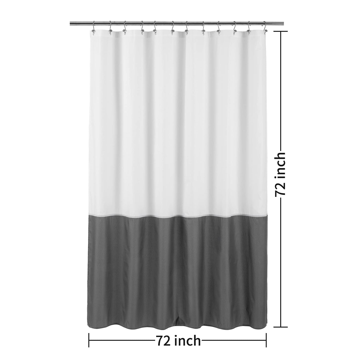 ALYVIA SPRING Waterproof Fabric Shower Curtain Liner - Soft & Light-Weight Cloth Shower Liner, 3 Bottom Magnets, Hotel Quality & Machine Washable - Standard Size 72x72, White and Dark Gray