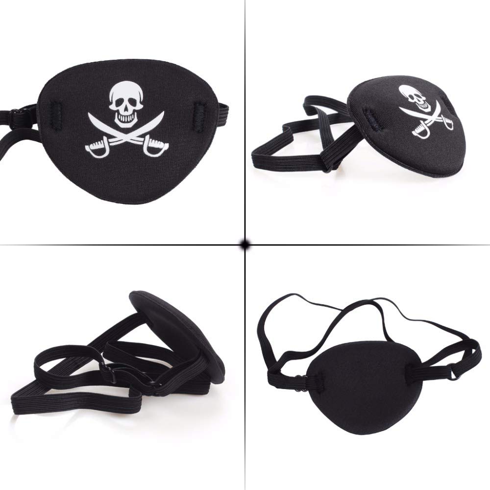 Oarkive 2pcs Eye Patch Mask Skull and Cross Bones with Adjustable Strap