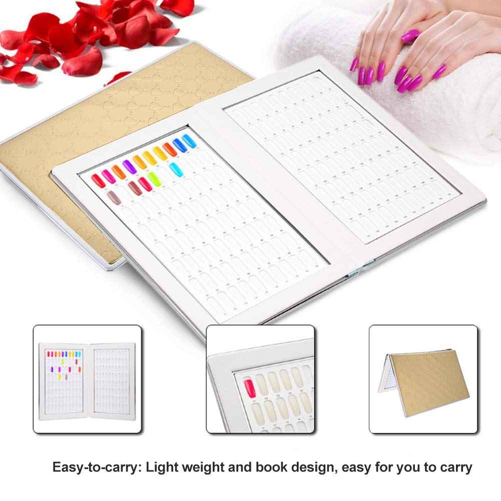 160 Slots Nail Gel Color Card Nail Polish Display Chart Book Nail Polish Color Card Nail Art Showing Shelf Suitable for Manicurists or DIY(Gold)