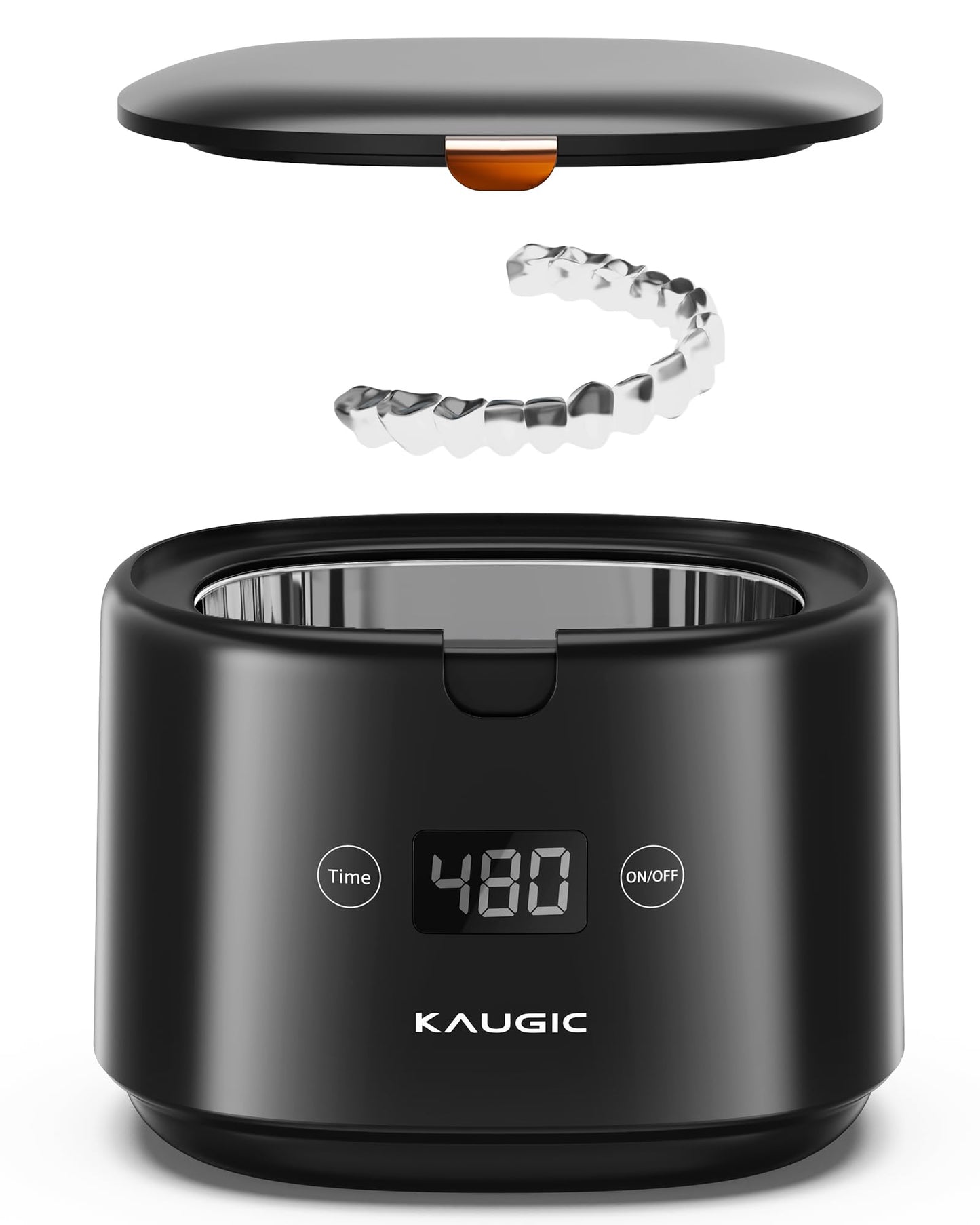 Ultrasonic Retainer Cleaner with Upgraded MCU, 30W/45kHz, 230ML Portable Ultrasonic Cleaner for Retainers, Mouth Guards, Dentures, Invisalign, Jewelry -Black