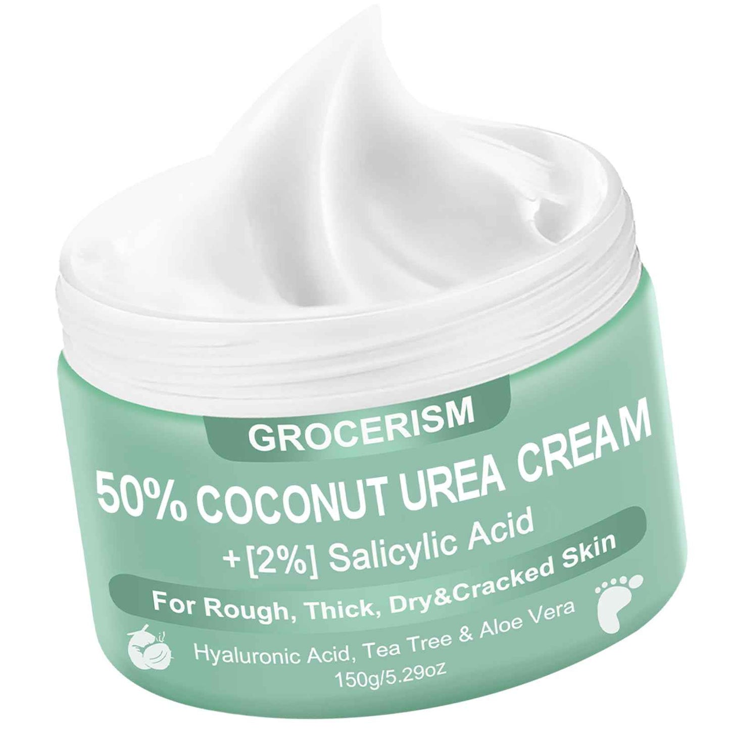 Grocerism Urea Cream 40 Percent For Feet 5.29 oz + Coconut Urea Cream 50 Percent for Feet Maximum Strength 5.29 oz
