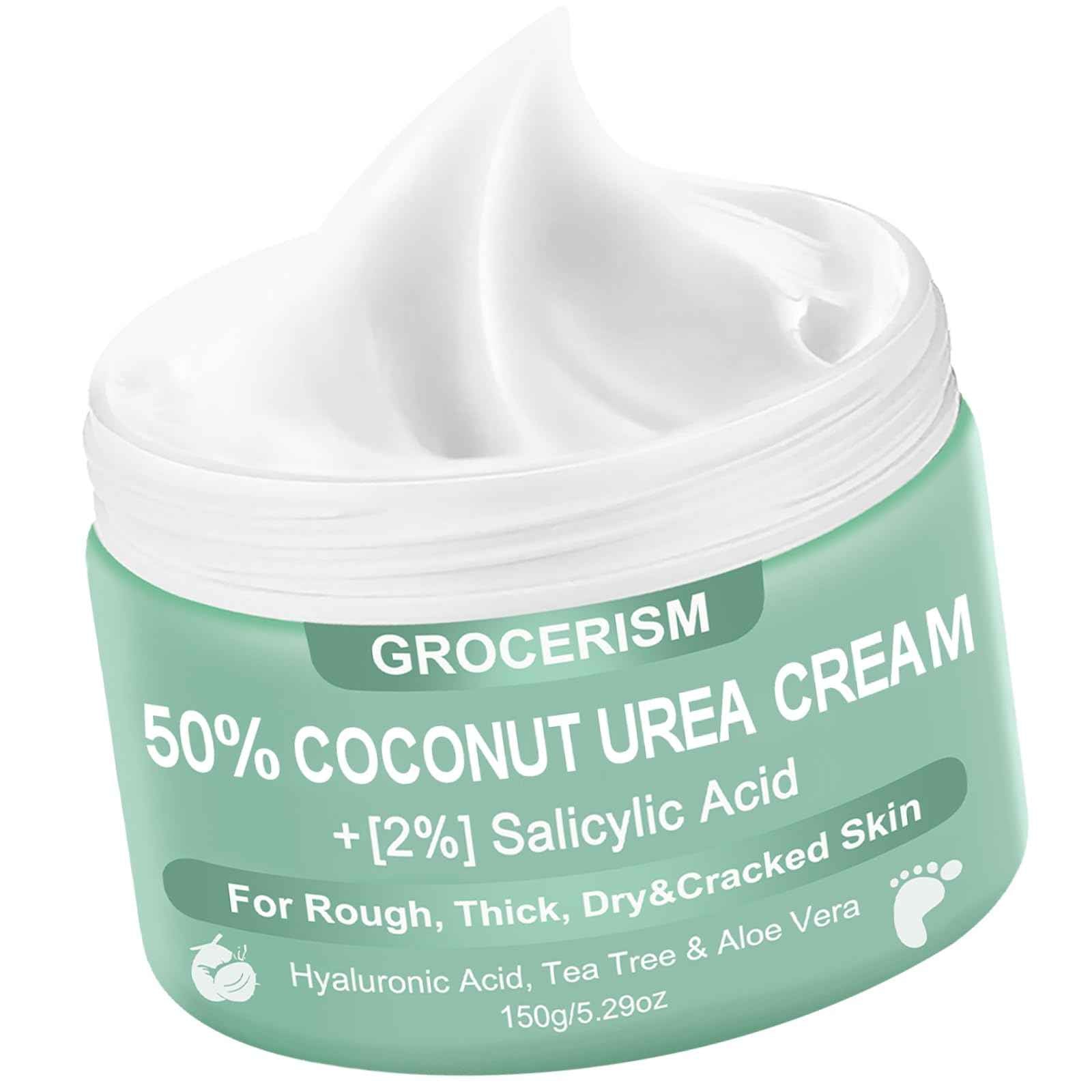 Grocerism Urea Cream 40 Percent For Feet 5.29 oz + Coconut Urea Cream 50 Percent for Feet Maximum Strength 5.29 oz