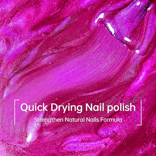 COSMOO Quick Dry Nail Polish - Hot Pink Blue Shimmer